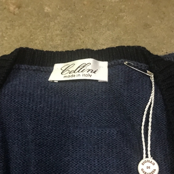 Cellini Italian Men's Navy Sweater - Picture 4 of 8